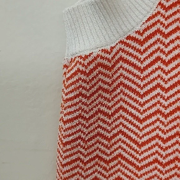Tory Burch Sport Sleeveless Knit Top Orange White Chevron Size XS - Picture 13 of 17